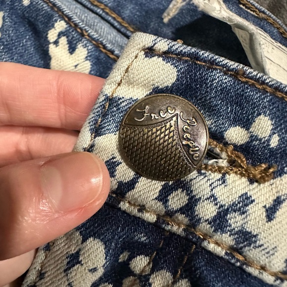 Free People Discharge Bali Hand Printed Flare Jeans - Picture 4 of 6